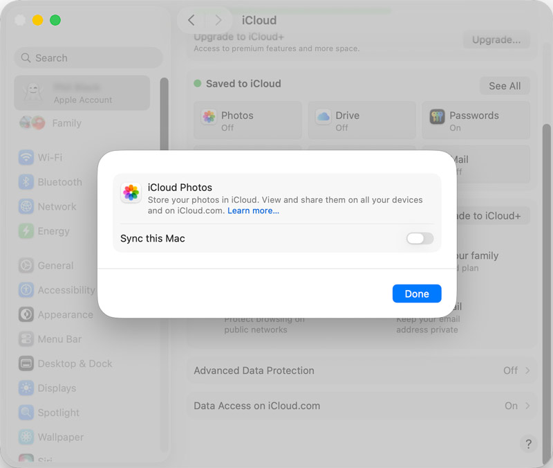 Sincronizar Fotos do iCloud neste Mac