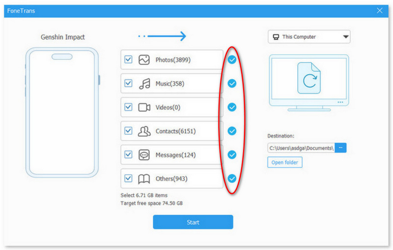 Verifique para transferir