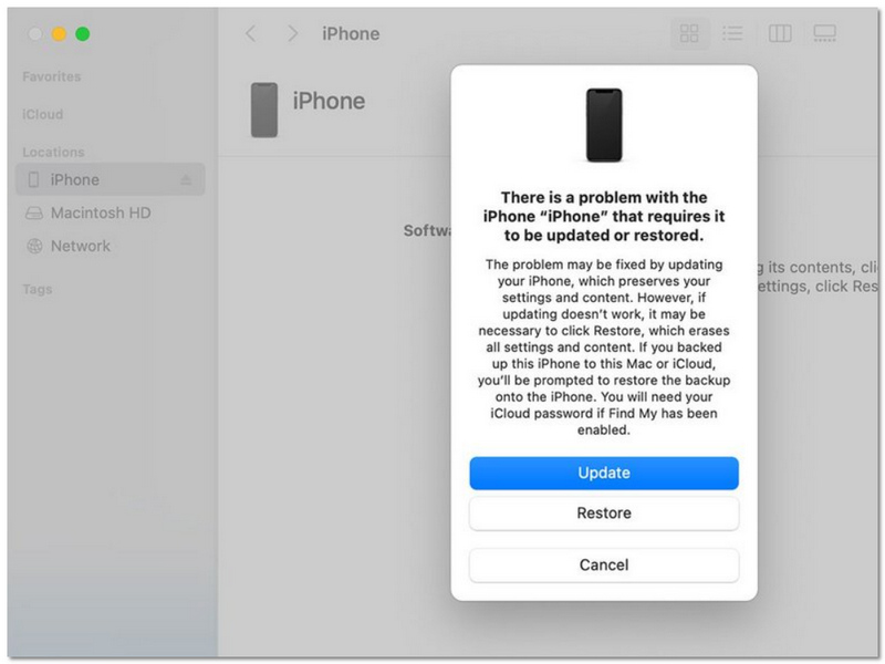 Clique em Atualizar iPhone