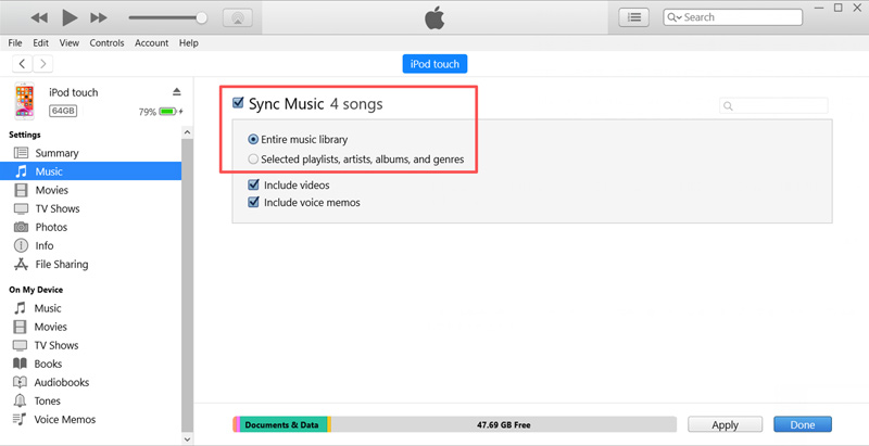 Sincronizar músicas do iTunes com o iPod touch