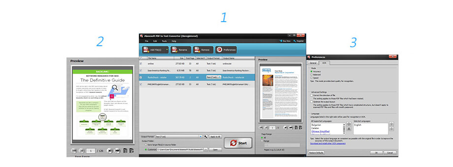 Interface do conversor de PDF para texto