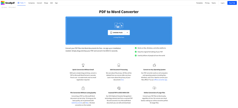 Conversor Smallpdf para Word