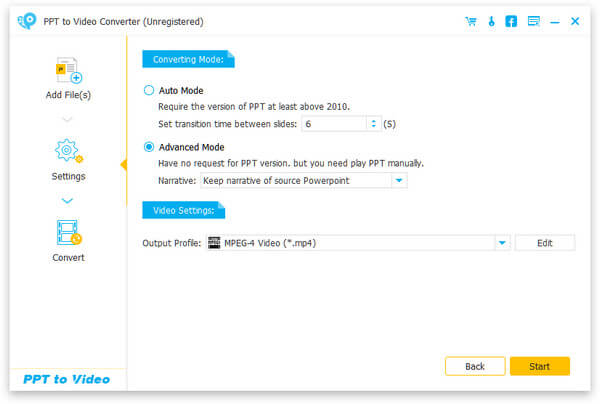 Fazer configurações para vídeo