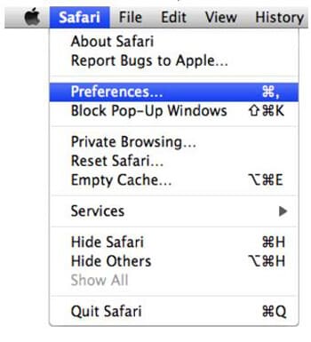 Configurações do Safari