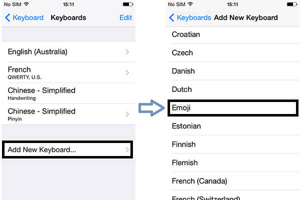 Adicionar teclado emoji do iPhone