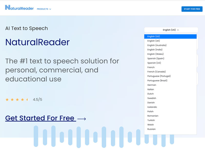 NaturalReader AI Texto para fala