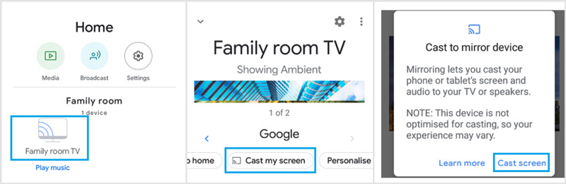 Aplicativo AirPlay Ando Página inicial do Google