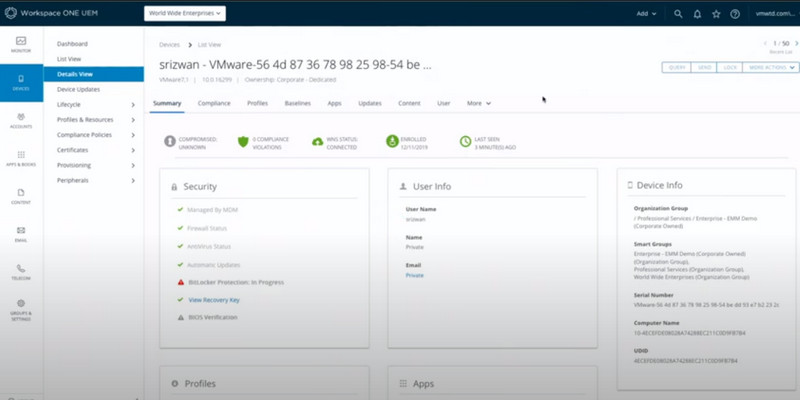 Espaço de trabalho VMware