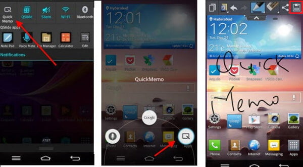 Use o Quick Memo para fazer uma captura de tela no LG