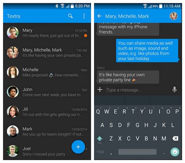 Melhor aplicativo de SMS para Android - Textra SMS