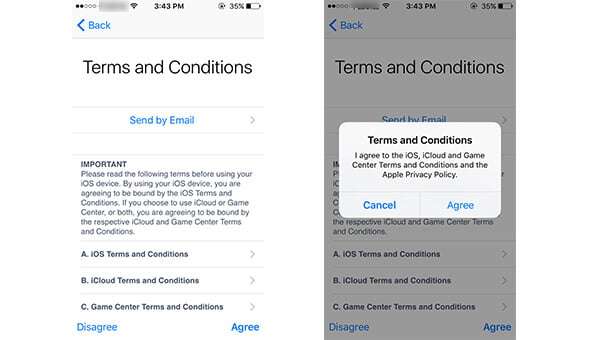 Revise a nota importante do ID da Apple para criar uma conta do iCloud