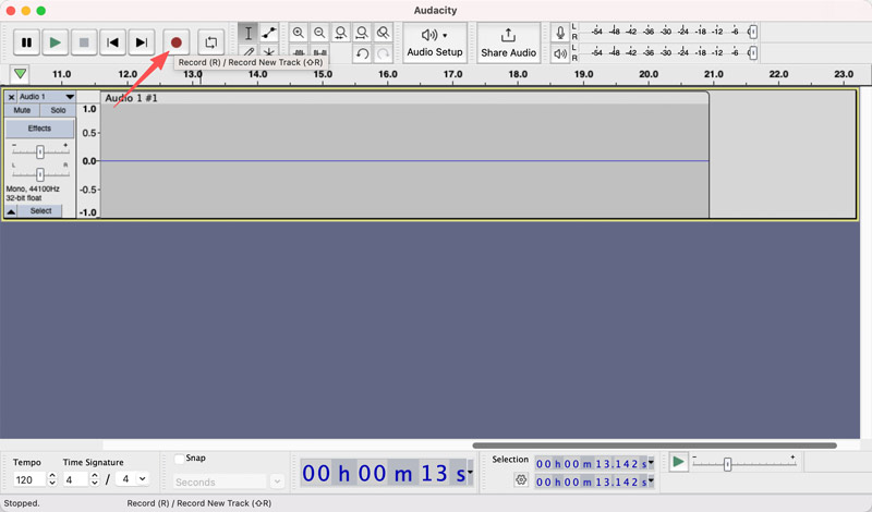 Use o Audacity para gravar áudio no computador.