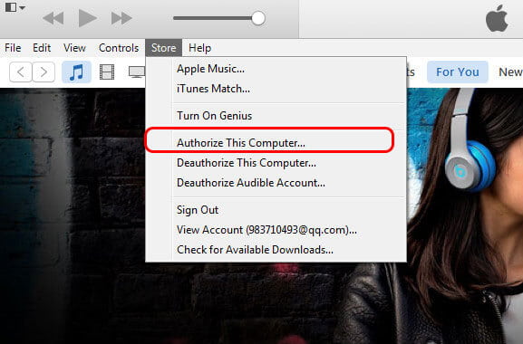Autorizar computador no iTunes