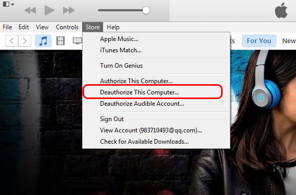 Desautorizar um computador para o iTunes