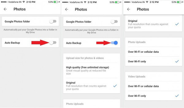 Backup automático de fotos do Google Drive