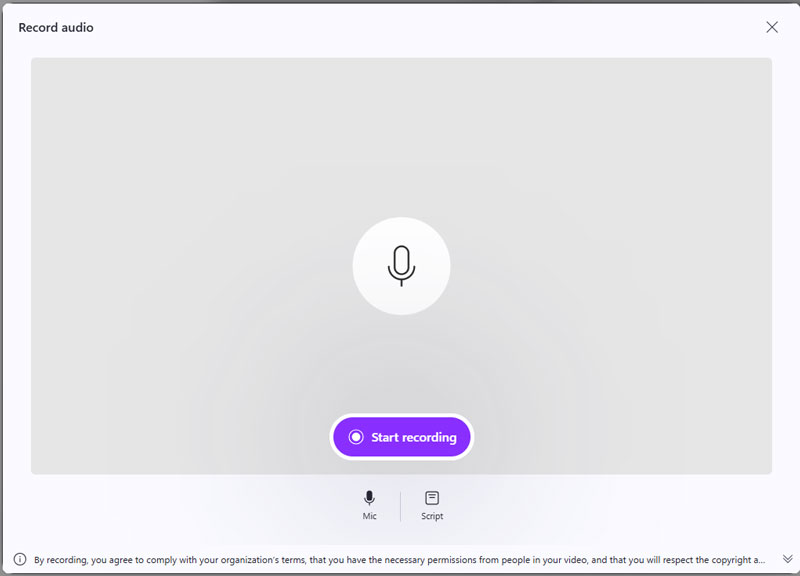 Gravador de áudio Clipchamp