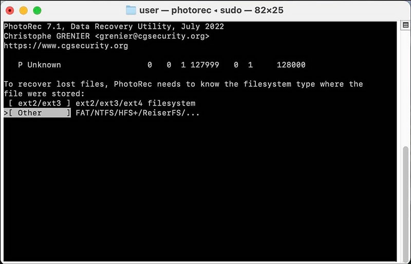 Software de recuperação de dados Photorec para Mac