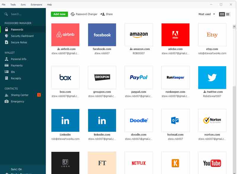 Captura de tela do Dashlane