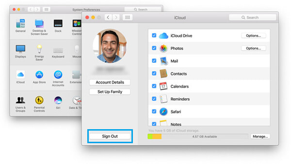 Alterar conta do iCloud no Mac iCloud