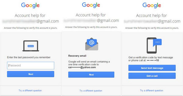 Pergunta de verificação do Gmail