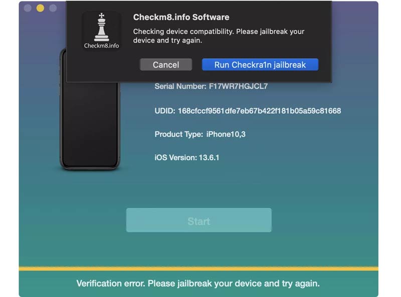 Software Checkm8 executa jailbreak