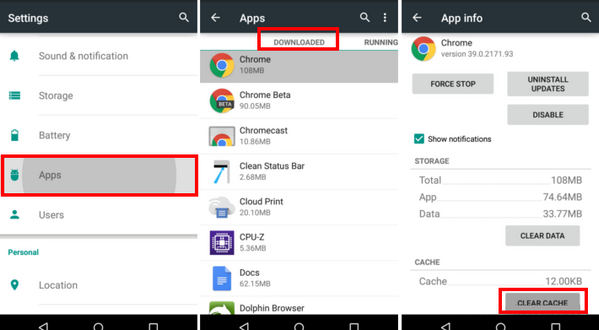 Limpar cache de aplicativos do Android