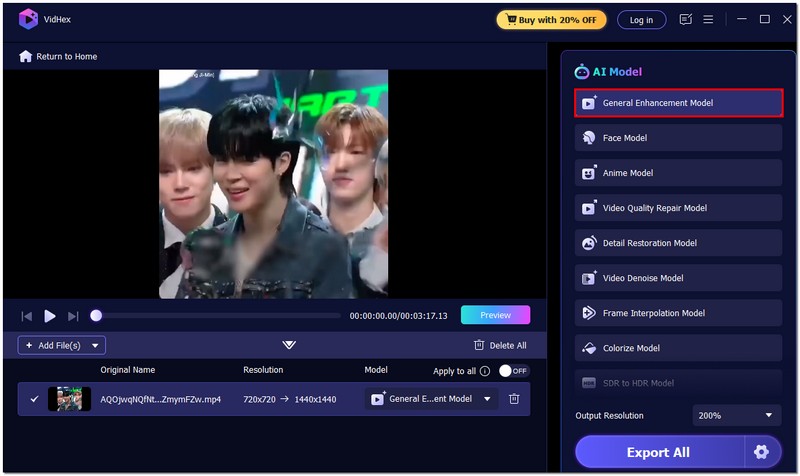 Escolha o modelo de aprimoramento geral