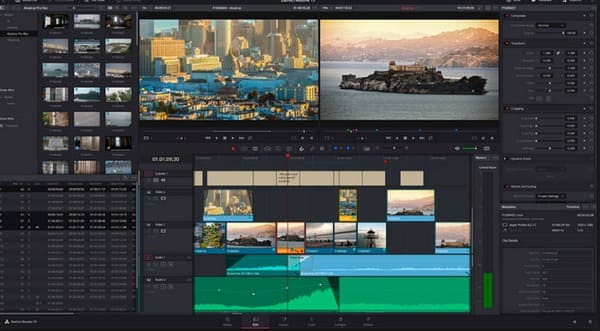 Interface principal do Davinci Resolve 15