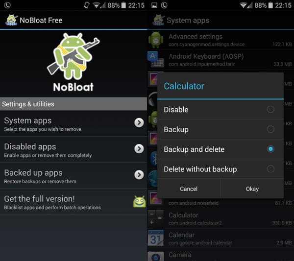 NoBloat gratuito para excluir aplicativos no Android