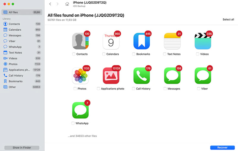 Disk Drill 6 Tipos de dados do iPhone
