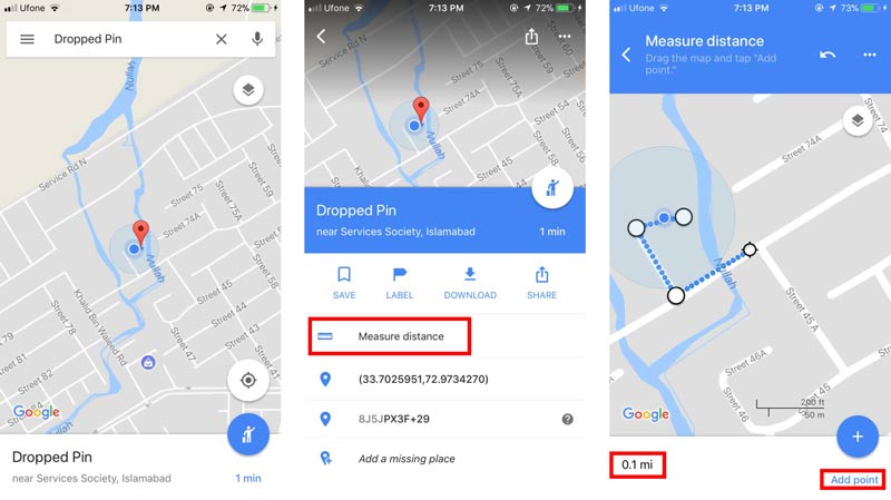 Medir distância Google Maps App iPhone