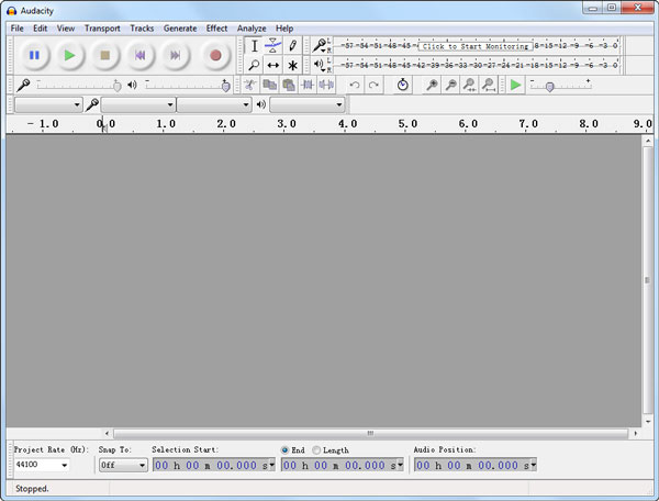 Interface do Audacity