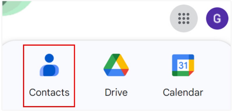 Selecione a opção Contatos