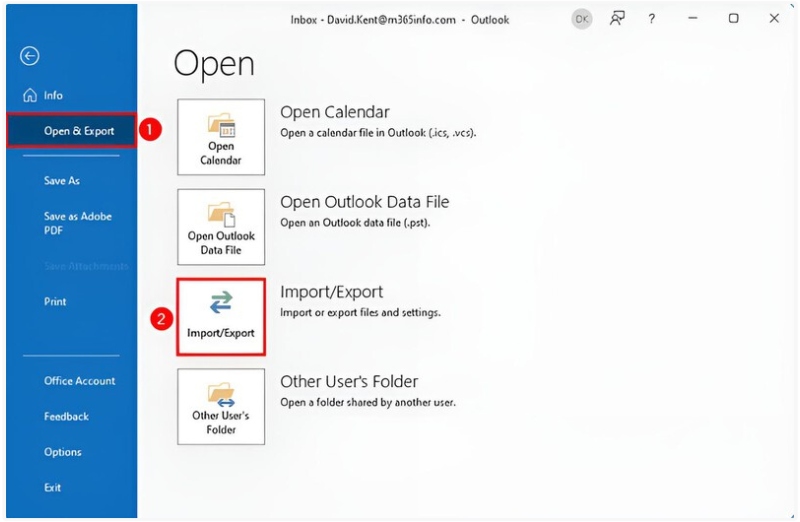 Selecione Importar e Exportar