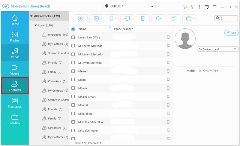 Clique na opção de contato.