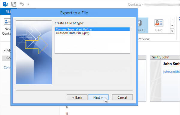 Crie um arquivo do tipo Outlook 2013