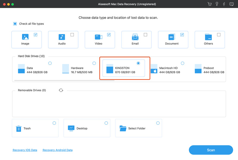 Choose External Hard Drive on Mac
