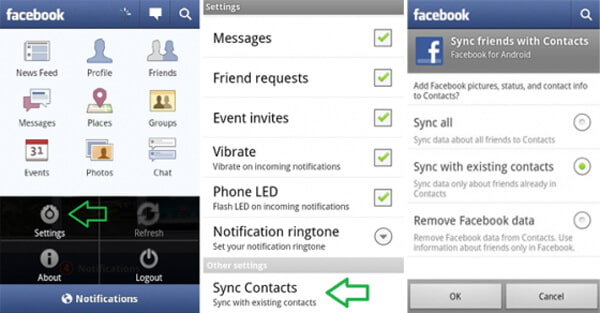 Sincronize os contatos do Facebook com o telefone Android