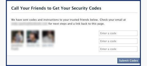 Ligue para amigos para obter códigos do Facebook