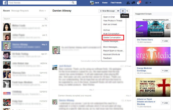 Como excluir conversas do Facebook da página inicial do Facebook