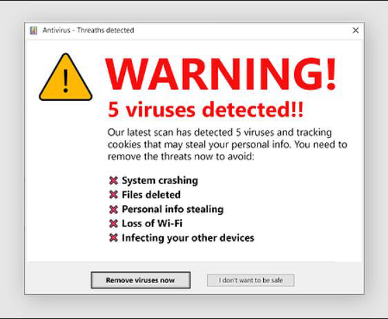Exemplo de Alerta de Vírus Falso
