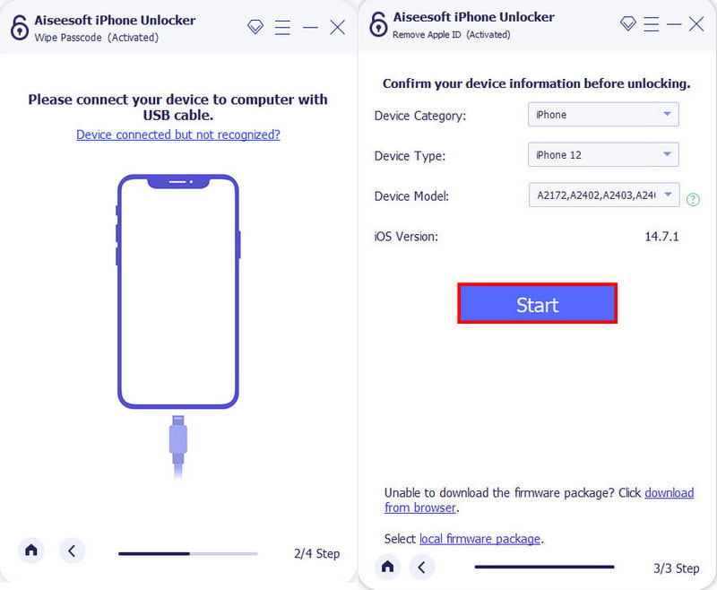 Aiseesoft iPhone Unlocker Connect Iniciar