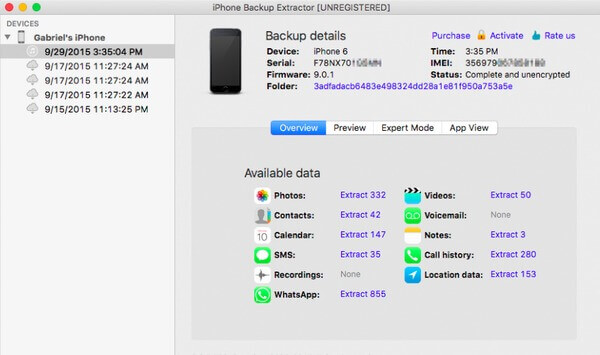 Extrator de backup do iPhone Lite