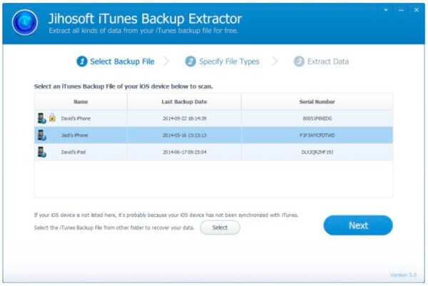 Extrator de backup do iPhone Jihosoft