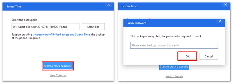 Crack Password And Enter Backup Password