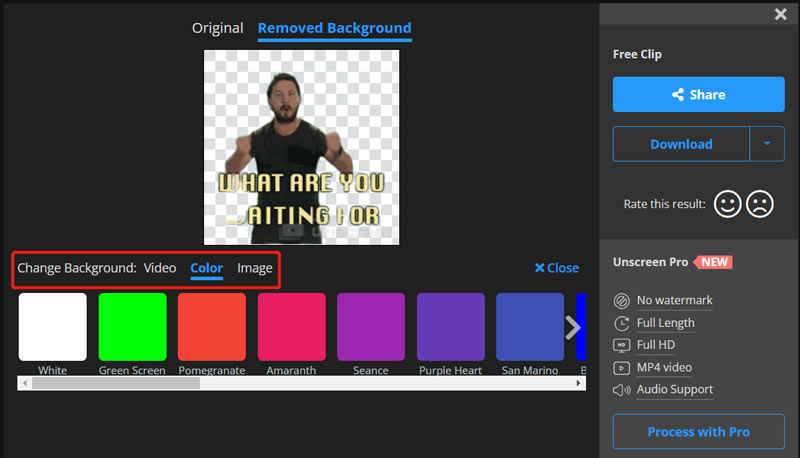 Alterar cor de fundo do GIF fora da tela
