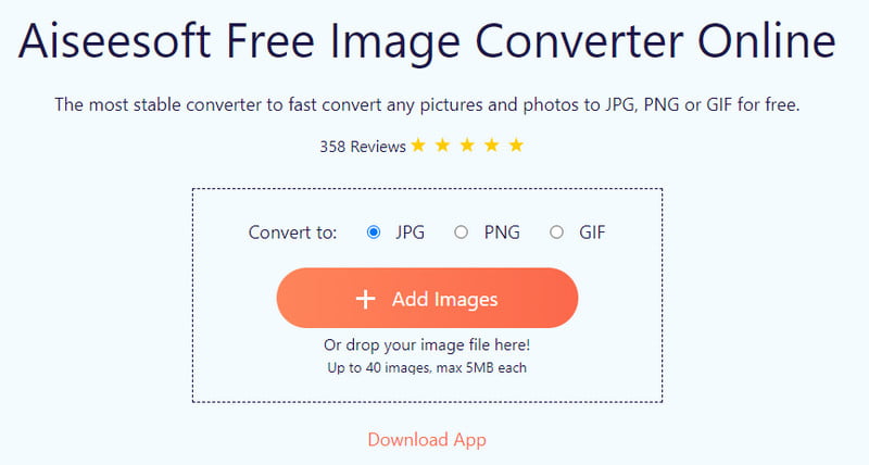 Aiseesoft Conversor de Imagens Gratuito Online