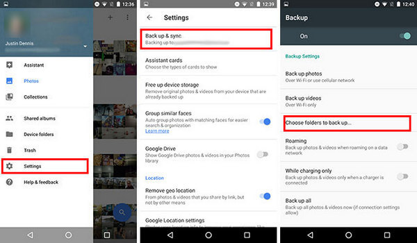 Backup de fotos do Google no Android