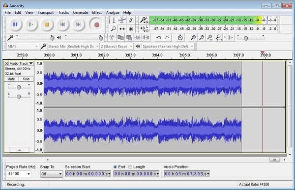 Gravador de áudio HD Audacity