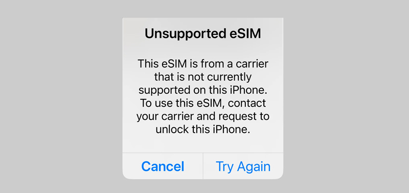 Esim não suportado no iPhone